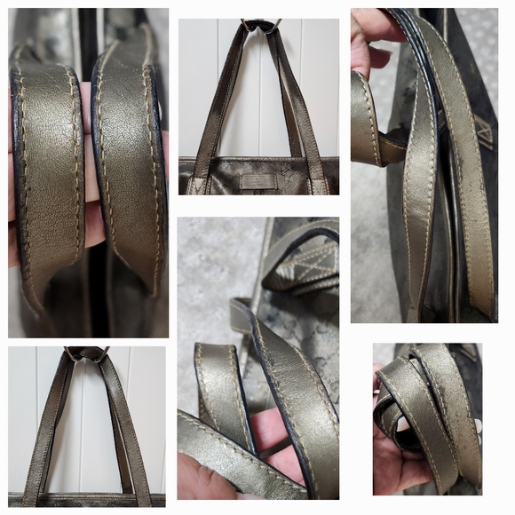 GUCCI Imprime GG Costed Metallic Olive Canvas XL Zip Tote - Picture 8 of 16
